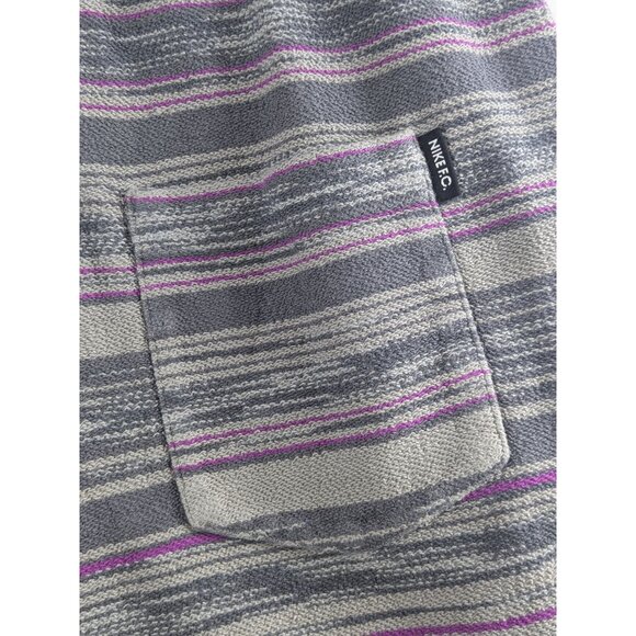Vintage Nike F.C. Mens Small Striped Knit Gray Purple Pull On Bike Shorts - Picture 12 of 14